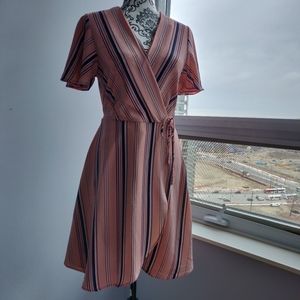 Monteau Wrap Style Stripe Spring Summer Cute Dress